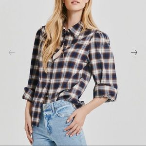 Something Navy adorable plaid button up